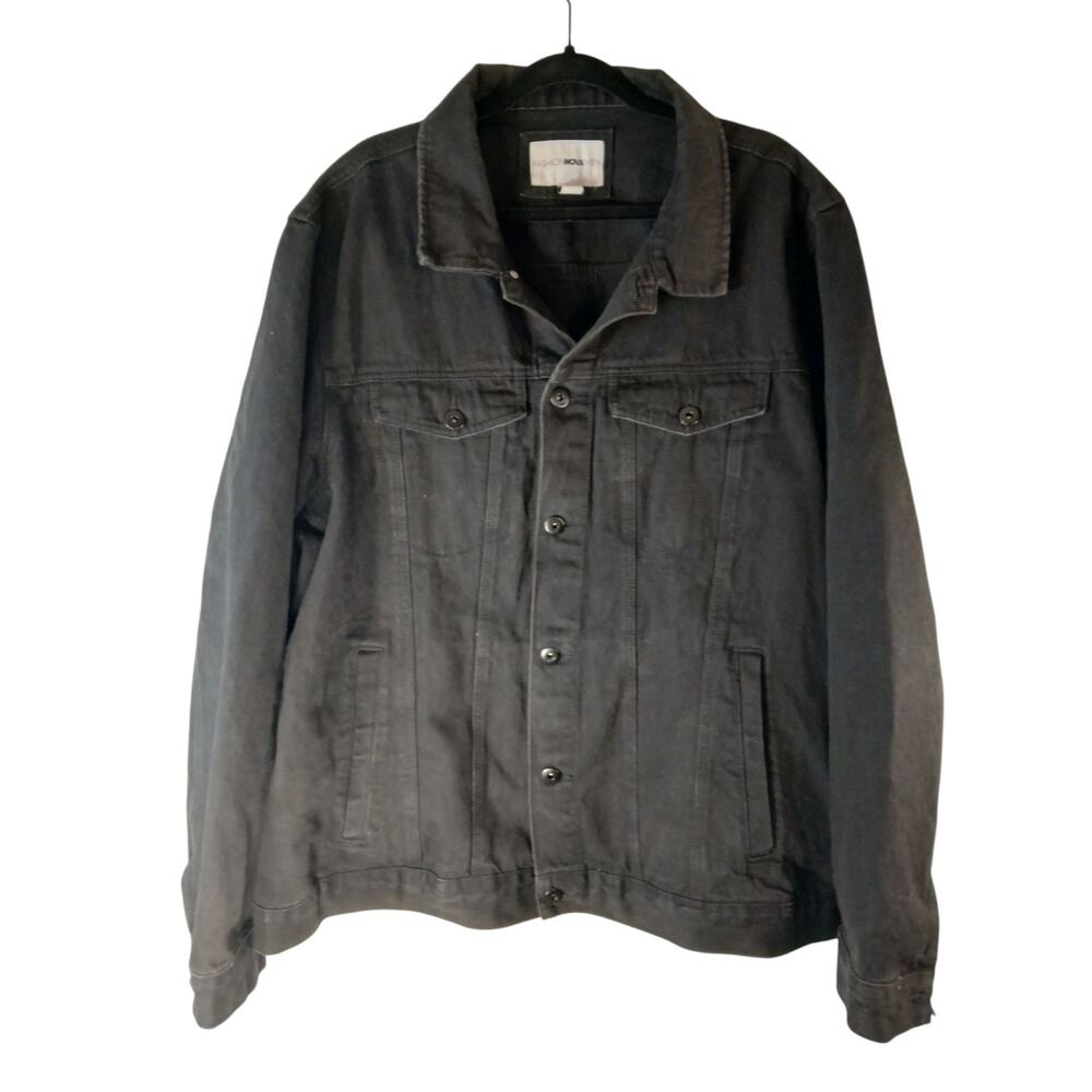 Vintage Y2K Black Denim Jacket Mens SZ XXXL Grundge Biker Rocker